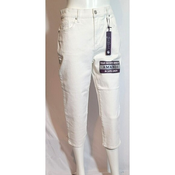 NWT Gloria Vanderbilt Amanda Capri Jean Classic White Stretch Denim - Size 4 - Picture 2 of 14